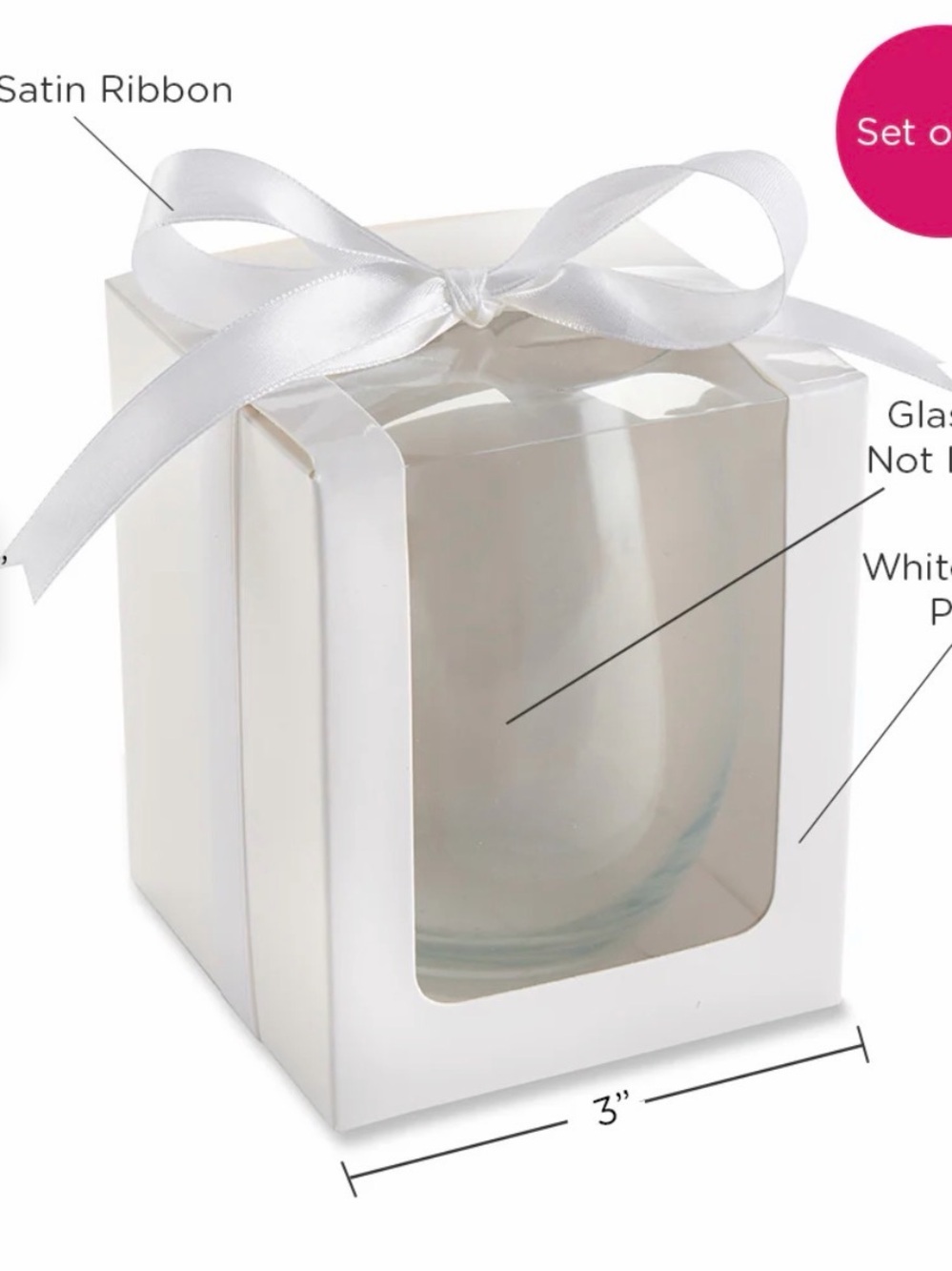 Kate Aspen White Satin Ribbon Gift Box with Clear Window